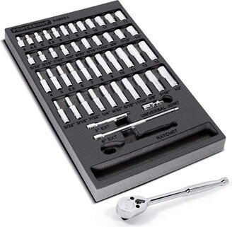 Powerbuilt 47 Piece Pro Tech 1/4 in. Dr. Sae & Metric Socket Set