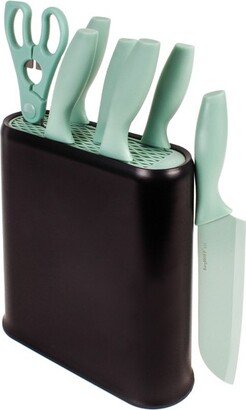 8Pc Stainless Steel Kitchen Knife Set with Universal Knife Block, Mint