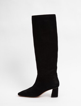 Tess - 60MM Square Toe Shaft Boot in BLACK