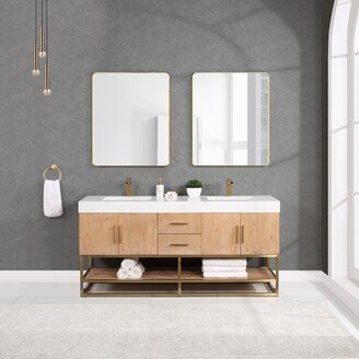 Altair Bianco Bath Vanity with White Composite Stone Top and Mirror