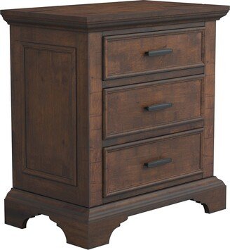 Wood Nightstand with 3 Drawers in Vintage Bourbon