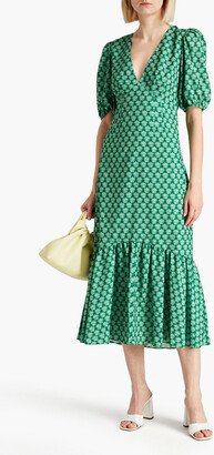 Ester gathered floral-print crepe midi dress