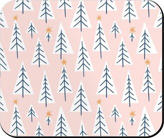 Mouse Pads: Christmas Forest On Pink Mouse Pad, Rectangle Ornament, Pink