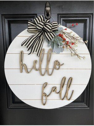 Hello Pumpkin Fall Farmhose Door Hanger // Wreath Wooden Autumn