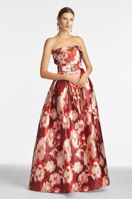 Brielle Gown - Red Ikat Floral