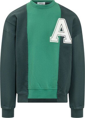 Logo Printed Color-Block Crewneck Sweatshirt