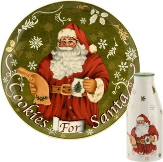 Christmas Tree Plate & Milk Bottle Set