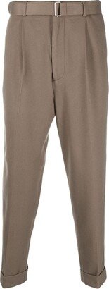 Belted-Waist Tapered-Leg Trousers-AB