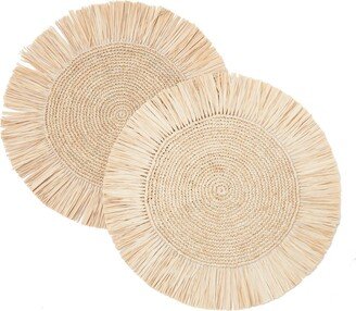 Kubo Pahiyas Woven Raffia Fringe Placemats, Natural