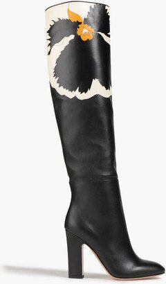 Printed leather over-the-knee boots