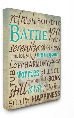 Home Decor Bathe Wash Your Worries Typography Bathroom Canvas Wall Art, 30 x 40