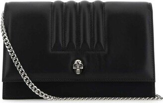 Skull-Stud Foldover Crossbody Bag