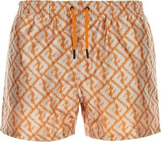 FF-Logo Printed Drawstring Swim Shorts-AA