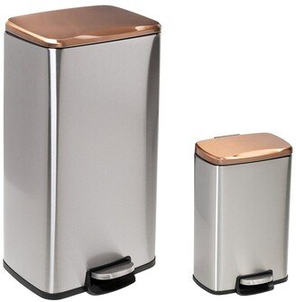 Set Of Stainless Steel Step Trash Cans With Lid-AA