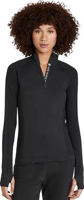 Athlete Seamless Half Zip Long Sleeve Top (Black) Women's Clothing