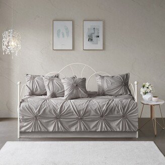 Lorilyn Dark Gray 6-piece Day Bed Cover Set with Elastic Embroidery