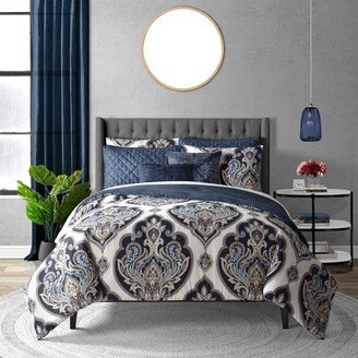 8pc Danica Bed in a Bag Comforter Set Navy Blue/Off White - Lanwood Home