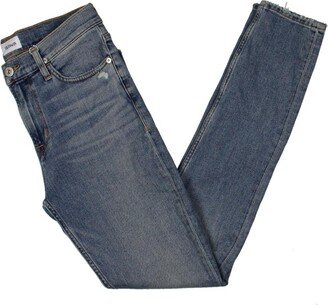 Mens Distressed Mid Rise Skinny Jeans