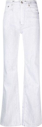 Jane crackled-effect wide-leg jeans