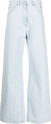 Wide-Leg Washed Denim Trousers