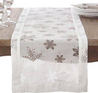 Saro Lifestyle Table Runner with Burnout Snowflake Design