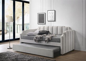 CDecor Amelyn Dove Grey Tufted Back Twin Daybed with Trundle