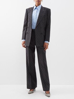 Pleated Gg-jacquard Wool Suit Trousers