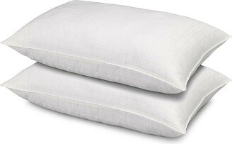 Ella Jayne Hotel 2-Piece Down-Filled Soft Cotton Windowpane Stomach Sleeper Pillow Set