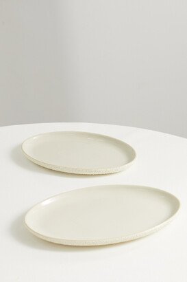 Net Sustain Set Of Two Glazed Ceramic Dinner Plates - Ecru