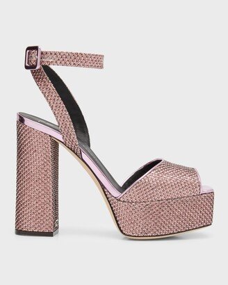 Metallic Ankle-Strap Platform Sandals-AA