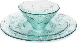 French Home Laguiole Recycled Clear Glass 12-Piece Coastal Dinnerware Set