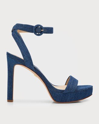 Darcelle Denim Ankle-Strap Sandals