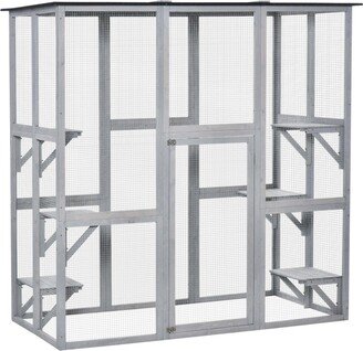 Large Catio Enclosure Shelter Cage 6 Cat Platforms Grey