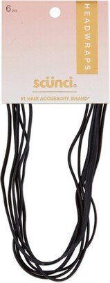 Flat No Damage Elastic Headwraps Black - 6mm /6ct