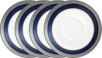 Odessa Cobalt Platinum Set of 4 Saucers, Service For 4