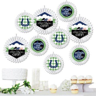 Big Dot of Happiness Kentucky Horse Derby - Hanging Horse Race Party Tissue Decoration Kit - Paper Fans - Set of 9