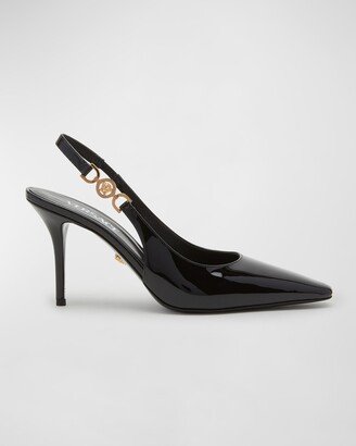 Medusa Patent Slingback Pumps