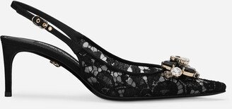 Rainbow lace slingbacks in lurex lace