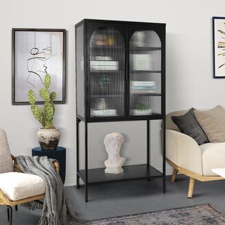 Stylish Tempered Storage Cabinet with Adjustable Shelves