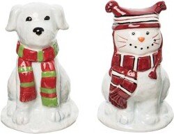 Gallerie II Christmas Dog/Cat Salt & Pepper Shakers Set of 2