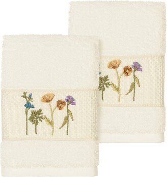 Linum Home Serenity 2-Pc. Embellished Washcloth Set