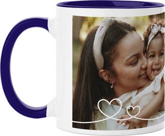 Mugs: Swirl Heart Mug, Blue, 11Oz, White