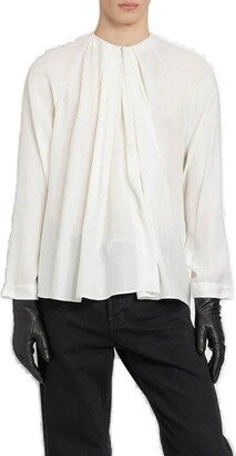 Draped Crewneck Blouse