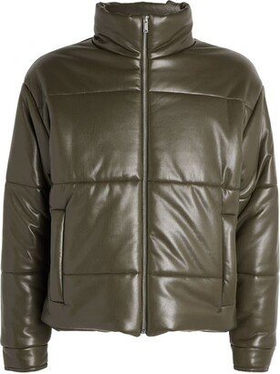 Vegan Leather Marron Puffer Jacket