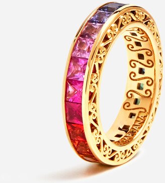 Multicolor sapphire wedding ring