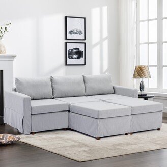 RASOO 3+2 pc Linen Modular Sectional Sofa Set for Versatile Seating