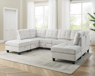 ARTFUL LIVING DESIGN Abella 116 Wide Sectional Sofa with Tufted Back