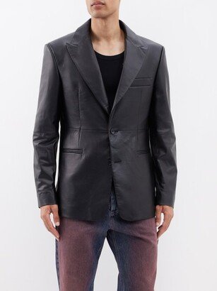 Peak-lapel Leather Jacket