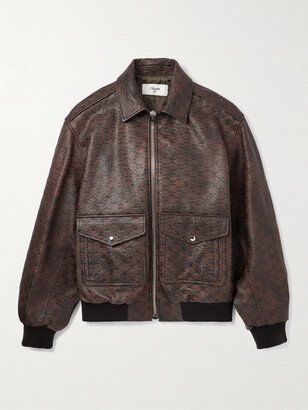 Logo-Debossed Leather Jacket-AA