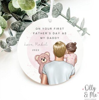 Personalised First Father's Day Daddy Plaque/Sign Keepsake | Gift/Present From Daughter/Baby 1st Fathers New Dad/New Baby Girl